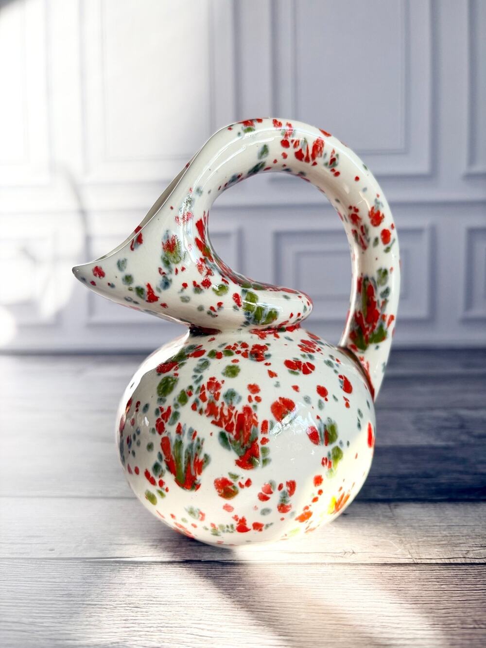 Studio Pottery Pitcher Vase 6" Art Deco Style Ceramic Handmade